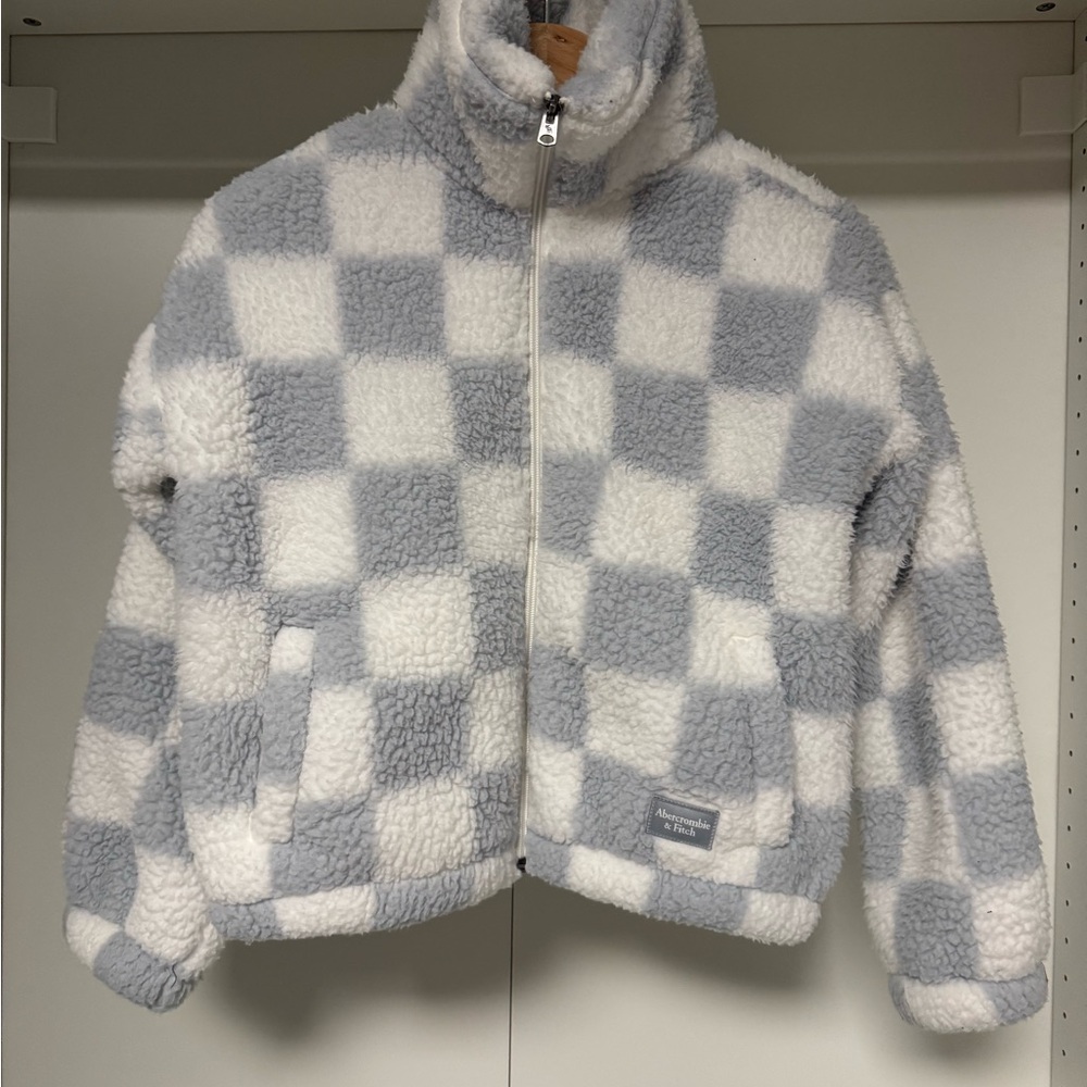 Abercrombie Kids White and Gray Puffer Jacket